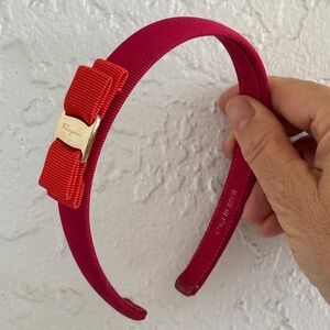 Ferrragamo headband pink with red bow